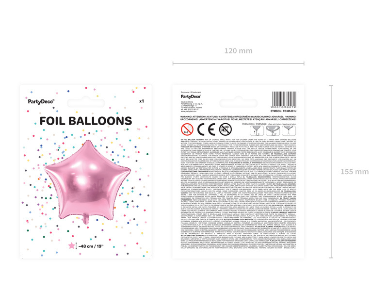 Sterrenballon folie - zacht roze - 48 cm