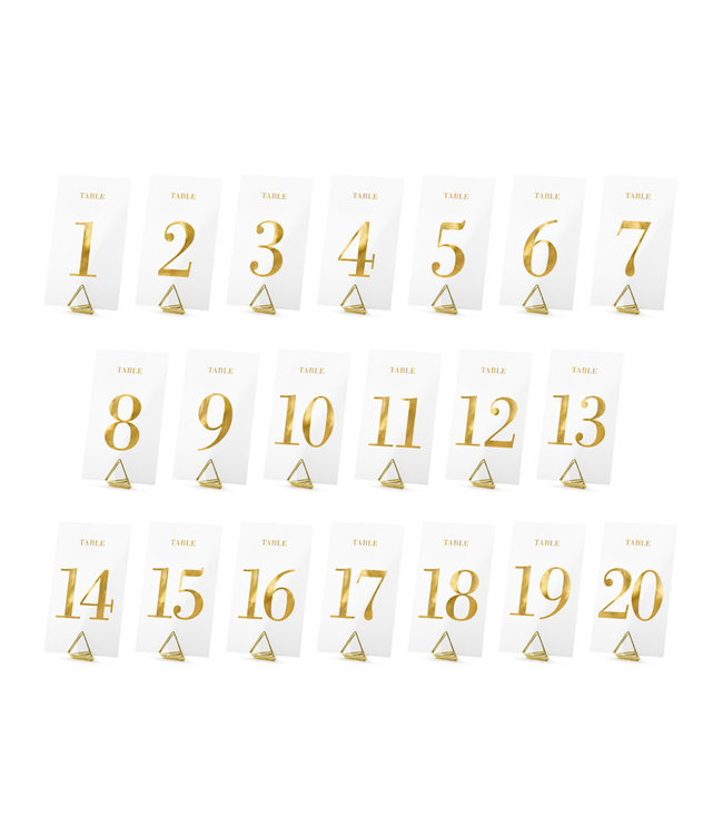 Tafelnummer kaartjes - transparant/ goud