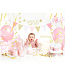 Papieren vlaggetjes roze-goud glitter | 1,3 meter