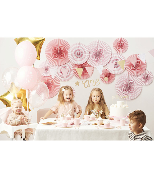 Papieren vlaggetjes roze-goud glitter | 1,3 meter