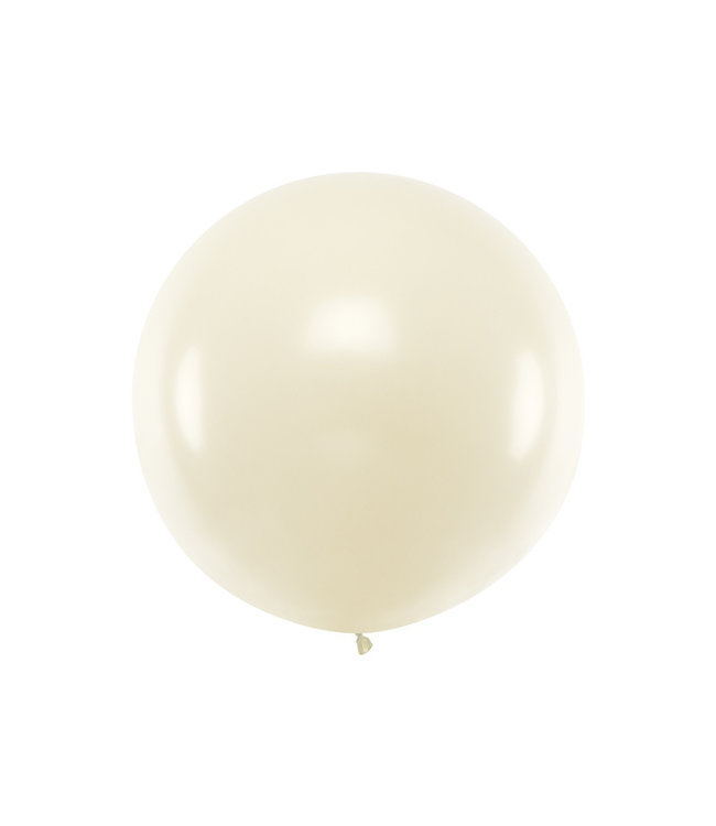PartyDeco Reuzeballon  metallic parelmoer/wit 100 cm xl