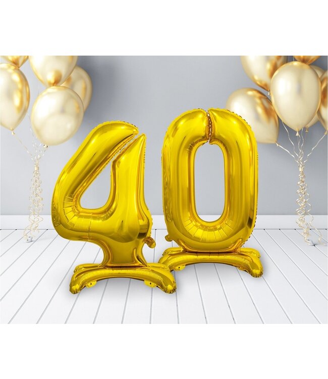 Cijferballon staand 4 XL goud - 74 cm