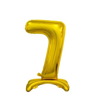 Beauty & Charm Cijferballon staand 7 XL goud - 74 cm