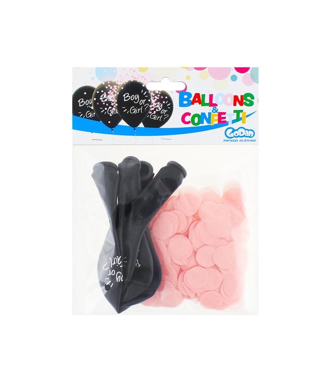 Confettiballonnen Boy or girl? ROZE - 4 stuks