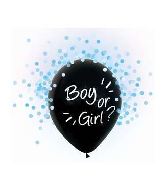 GoDan Gender Reveal confettiballonnen Boy or Girl? - blauw - 4 stuks