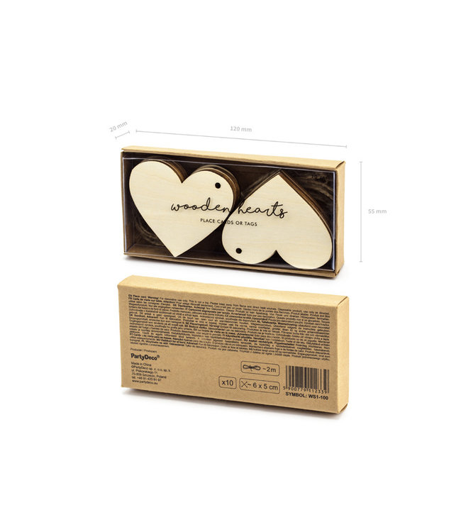 Labels / plaatskaartjes houten hart | 10 stuks