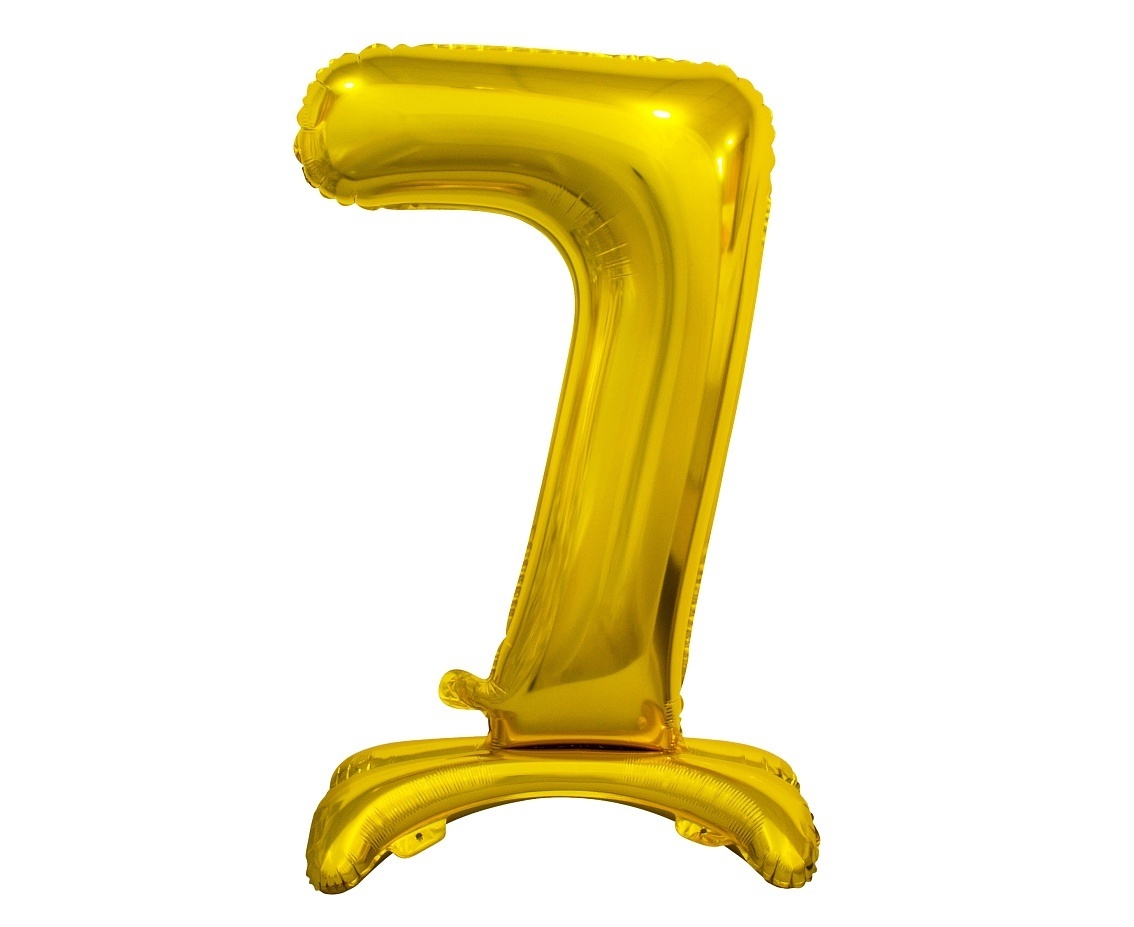 Cijferballon staand 7 goud - 38 cm