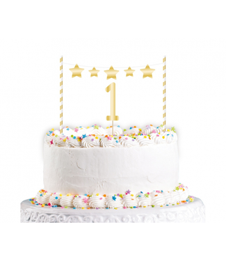 Amscan OUTLET Taarttopper set - 1 jaar - goud