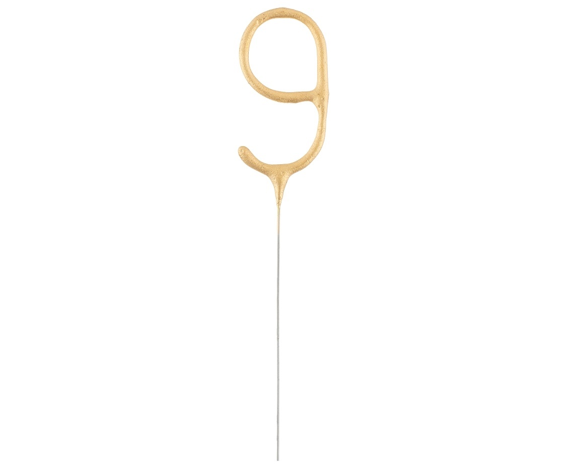 Sterretje cijfer 9 - goud (sterretjes)