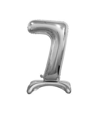 Beauty & Charm Cijferballon staand 7 XL Zilver - 74 cm