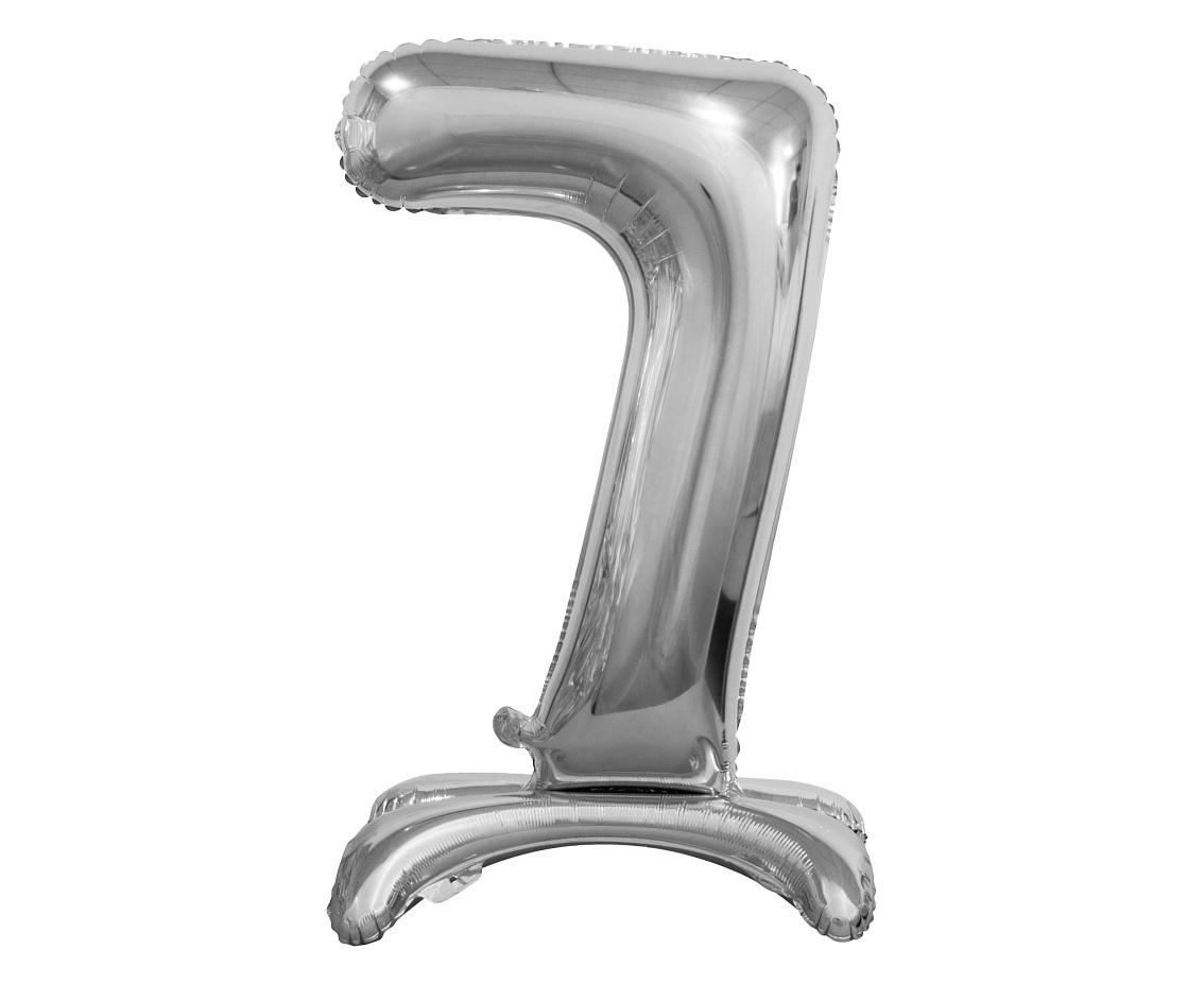 Cijferballon staand 7 XL Zilver - 74 cm