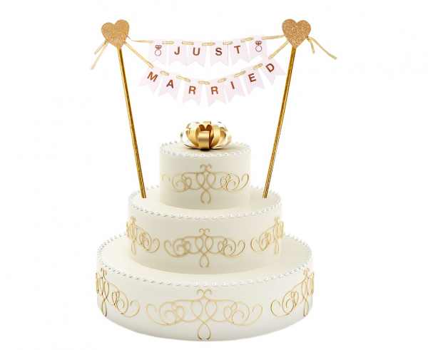 Taarttopper - Just Married - Vlaggetjes