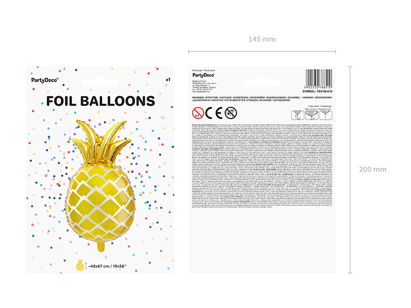Folieballon Ananas - 63 cm