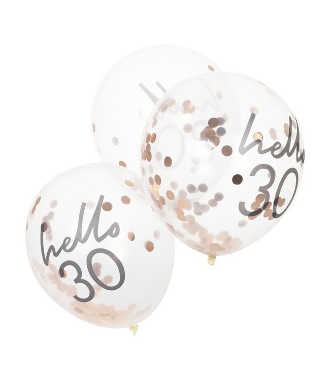 Confettiballonnen 30 jaar | Hello 30 | 5 stuks