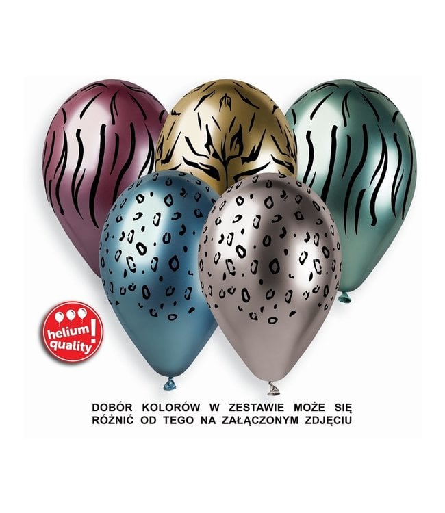 GoDan African Animals dierenprint ballonnen metallic - 5 stuks