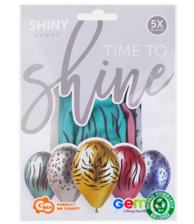 African Animals dierenprint ballonnen metallic - 5 stuks