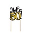 Taarttopper Hello 50 | Zwart & goud | 10 x 19cm