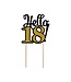 Taarttopper Hello 18 | Zwart & goud | 10 x 19cm