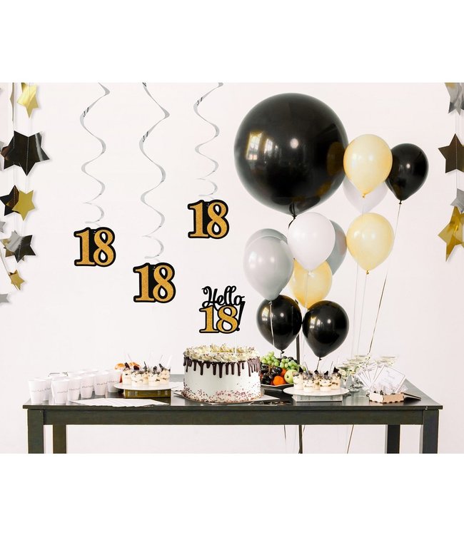 Taarttopper Hello 18 | Zwart & goud | 10 x 19cm