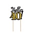 OUTLET Taarttopper Hello 40 | Zwart & goud | 10 x 19cm