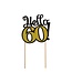 Beauty & Charm Taarttopper Hello 60 | Zwart & goud | 10 x 19cm