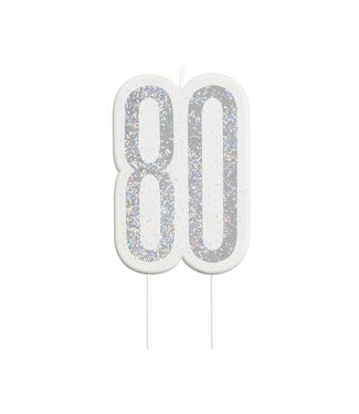 GoDan OUTLET Kaars 80 jaar - glitter zilver