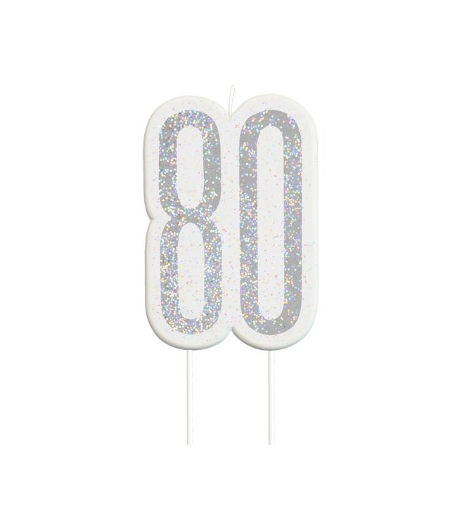 GoDan OUTLET Kaars 80 jaar - glitter zilver