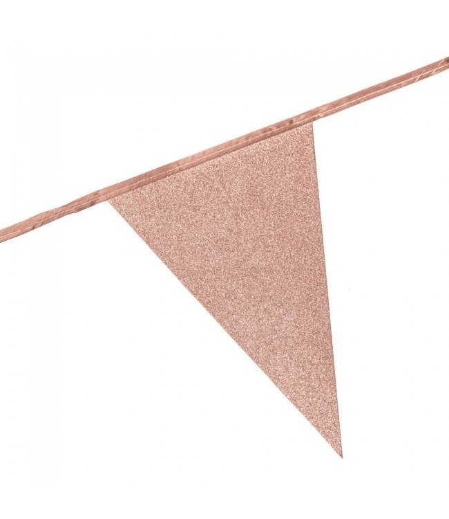 Vlaggetjes rosegoud glitter | 6 meter 16x20cm