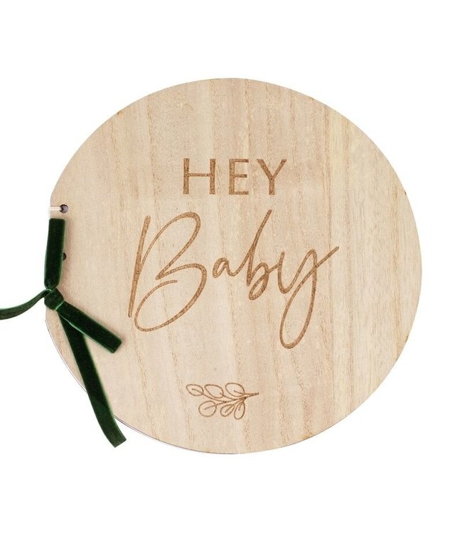 Ginger Ray Gastenboek Hey baby - hout - 32 pagina's