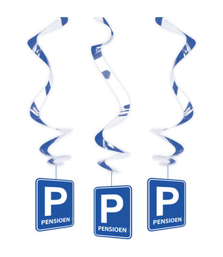 Folat Pensioen Parkeerbord Hangdecoratie - 3 stuks