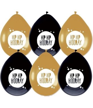 Haza OUTLET Ballonnen Hip Hip Hooray | Festive gold | 6 stuks