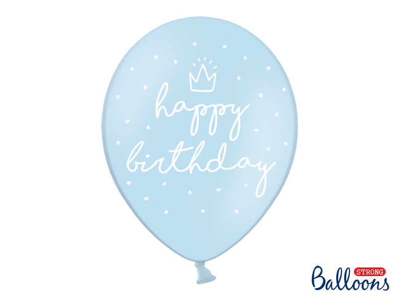 Ballonnen ‘Happy Birthday’ licht blauw 6 stuks