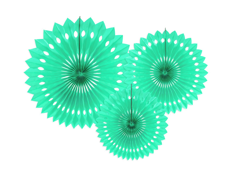 Papieren Waaiers mint groen Set 20-30cm 3 delig