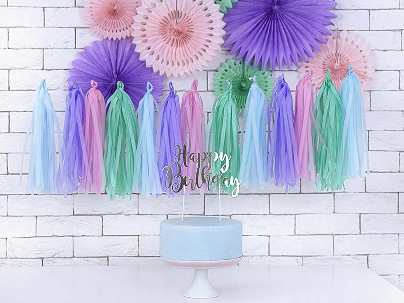 Papieren Waaiers mint groen Set 20-30cm 3 delig