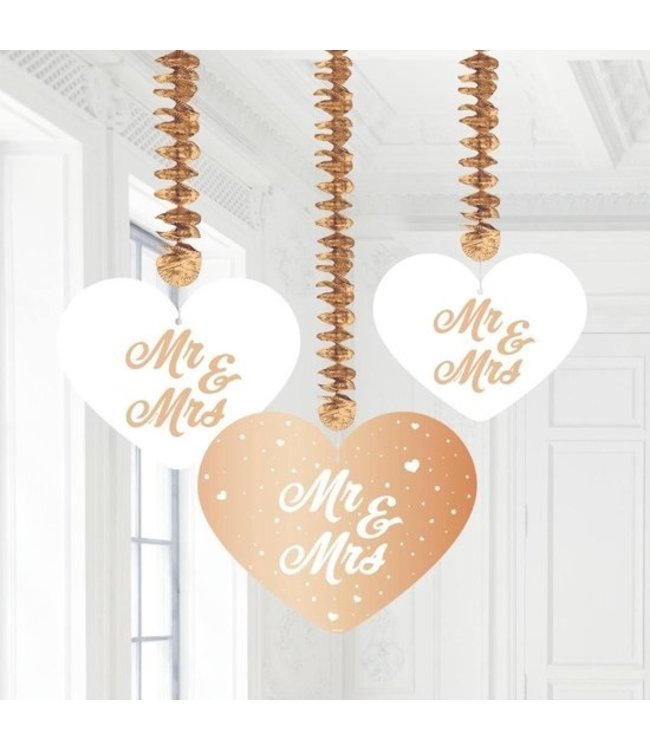 Bruiloft Rosé Goud Hangdecoratie - 3 stuks