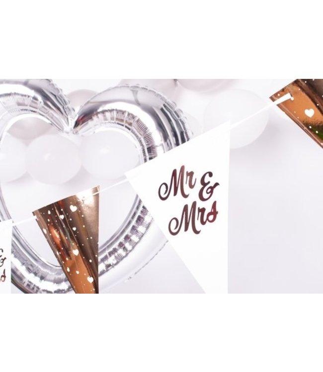 Bruiloft Rosé Goud Vlaggenlijn Mr & Mrs - 6 meter