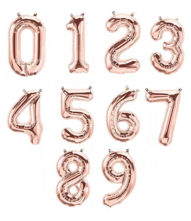 Cijferballon 9 | Rose Goud | 35 cm