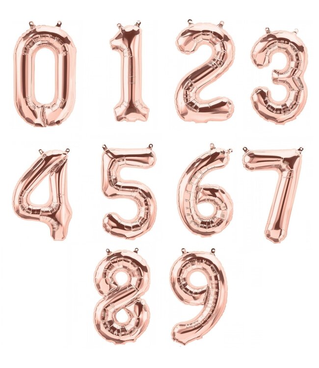 Cijferballon 0 | Rose Goud | 35 cm