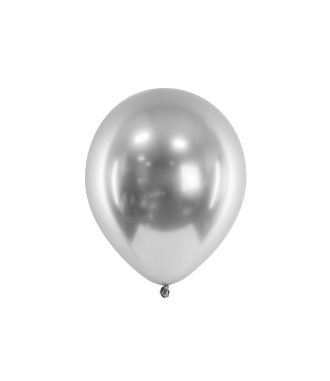 Ballonnen CHROME zilver - 5 stuks