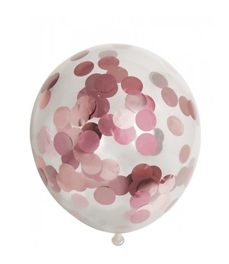 Globos Confettiballonnen rose goud metallic | 6 stuks