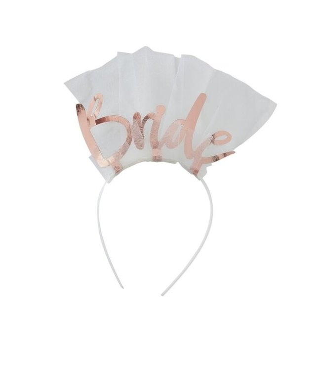 Vrijgezellenfeest haarband - Bride - met tule