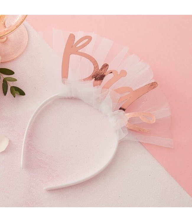 OUTLET Vrijgezellenfeest haarband - Bride - met tule