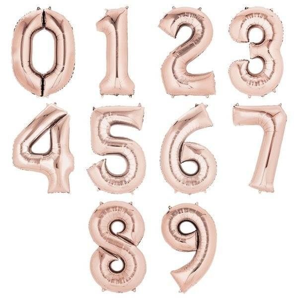Cijfer folieballon 0 t/m 9 - kies je nummer - rose goud