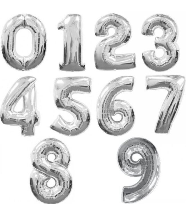 OUTLET Cijferballon 2 zilver | 86 cm