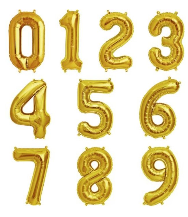 Cijferballon 3 goud | 86 cm