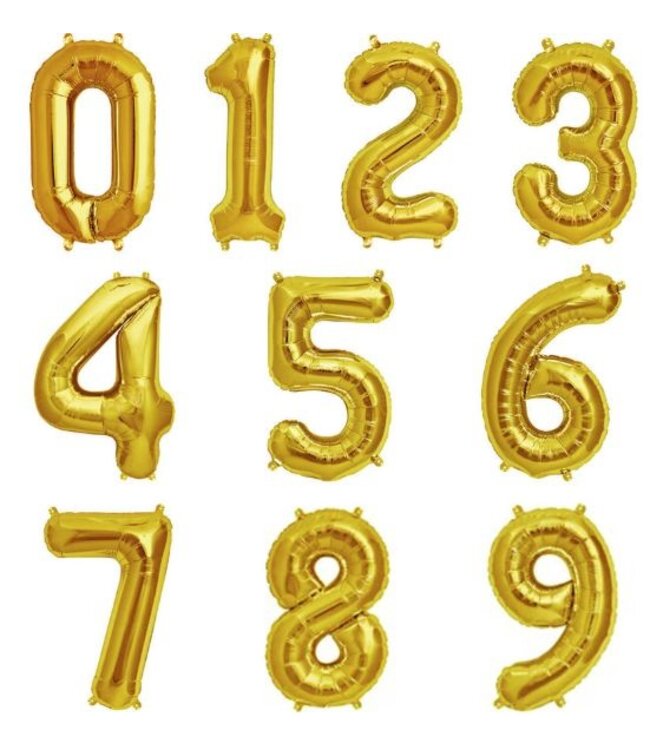 Cijferballon 9 goud - 86 cm