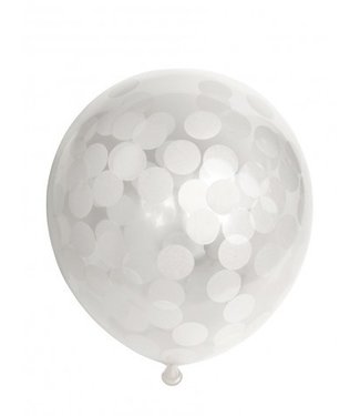 Globos Confettiballonnen - Wit - 6 stuks