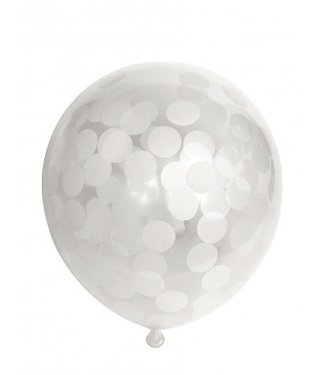 Globos OUTLET Confettiballonnen - Wit - 6 stuks