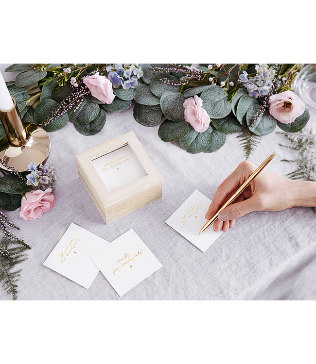 Gastenboek - advieskaartjes in houten doosje - 100 stuks