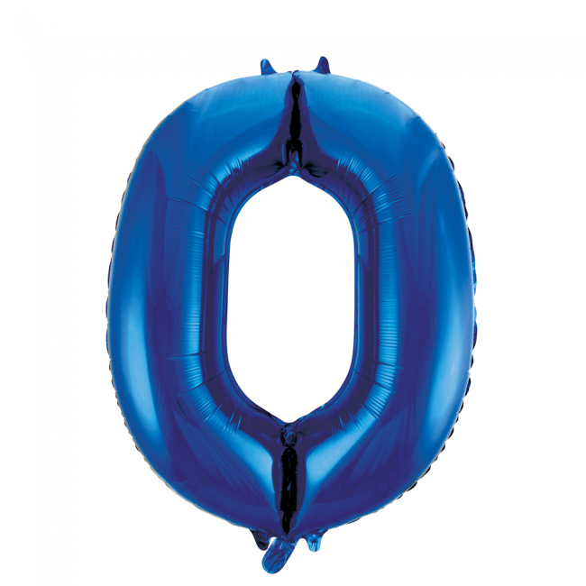Cijferballon 0 XL blauw - 86 cm